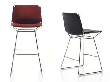NEIL TEXTILE - Sled base fabric stool with removable cover with footrest by MDF Italia - view 3
